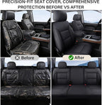Coverado Full Set Seat Covers Faux Leather(Black) Easy Install,Waterproof, Custom Fit Chevy Silverado/GMC Sierra (2007-2013/2019-2025 1500; 2020-2025 2500HD/3500HD) Crew/Double/Extended Cab
