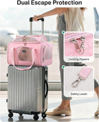 Cat Carrier Airline Approved 17x11x9.5 Inches, Top Expandable Soft Sided Pet Travel Carrier for Cats & Small Dogs, Fits Under Airline Seat with Locking Zippers, Pink