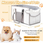 Portable Dog Car Seat for Small Dogs - Pet Booster Seat with Safety Leash, Adjustable Straps, Washable Cushion & Storage Pocket - Center Console Puppy Car Seat for Travel - Beige