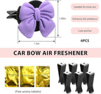 6 PCS Bow Car Air Freshener, Cute Bow Automotive Scent Air Fresheners Vent Clips, Coquette Vehicle Outlet Perfume Diffusers Interior Aesthetic Decorations for Women Girls (Purple)