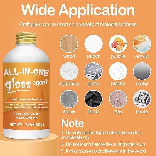 Crafts Sealer Gloss Matte Finish, 400ml All Purpose Craft Glue, Varnish, and Finish, All in One Craft Glue for Wood, Paper, Acrylic Paints, Ceramics, Fabrics, Clay