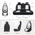 Coverado Seat Covers, Car Seat Covers Full Set, Leather Seat Covers for Cars, Car Seat Protector, Black Car Seat Covers Front Seats and Back Seats Universal Fit for Most Cars White