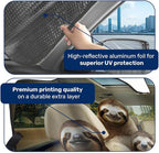 GENANY Sloth Family Funny Windshield Sun Shade for Car SUV Truck (55x30 Inches),Sun Shade Windshield, Shades for Windows, Protector Blocks UV, Spring Car Decor