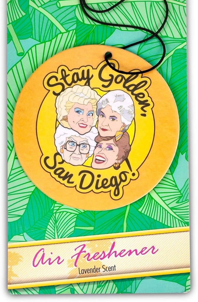 The Golden Girls "Stay Golden, San Diego!" Car Air Freshener | Exclusive Golden Girls Collectible | Sweet Lavender Scent