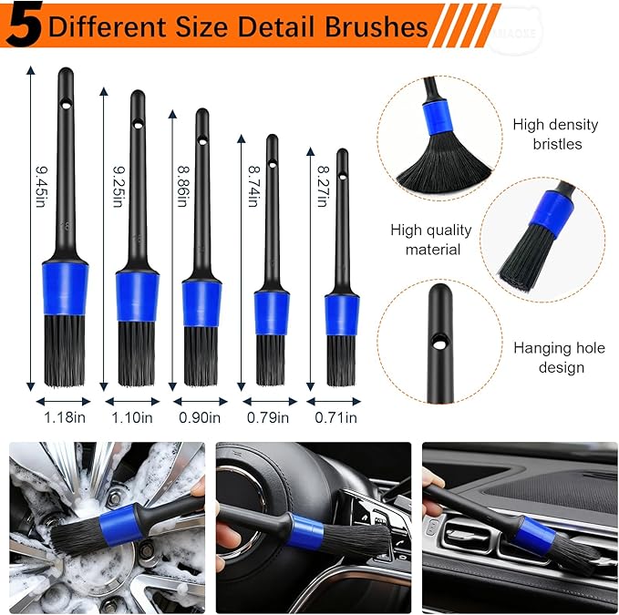 MIAOKE 41Pcs Professional Car Detailing Kit, Car Wash Kit with Portable Handbag, Wet and Dry Use Car Cleaning Kit, Durable Drill Brush, Apply to Interior, Exterior, Wheels, Trucks, Motorcycles