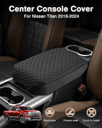 Shademax Center Console Cover for Nissan Titan 2016-2024 Accessories Armrest Cover Cushion Pad Leather Middle Console Cover Car Armrest Seat Box Console Lids Protector (Only for Bucket Seat Console)