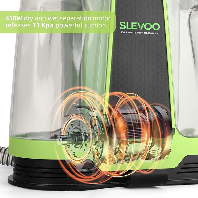 Carpet Cleaner Machine 11Kpa Strong Suction, New 450W Powerful Motor, Portable Upholstery Cleaner with Spot Cleaner, Stain Remover for Pet Accident, Rugs, Carpet and Upholstery Green
