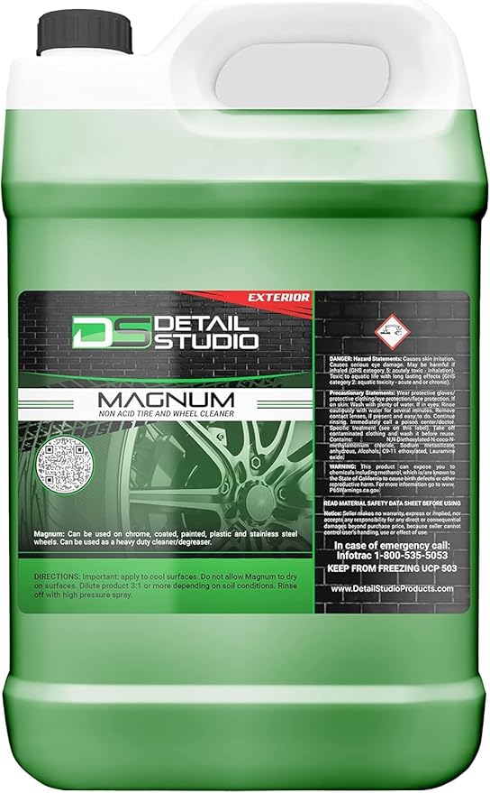 Magnum Wheel & Tire Cleaner, Effective Non-Acid One-Stop Tire Cleaner (Safe for All Types of Spokes, Chrome, Wire, and Clear Coated Wheels) (1 Gallon)