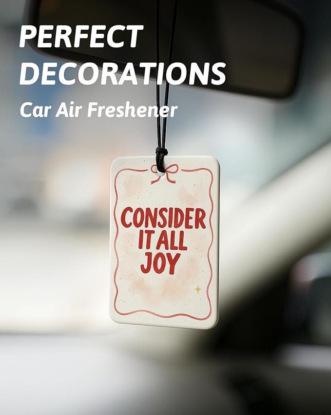 Red Coquette Bow Cherry Christian Car Air Freshener 4 Pcs, Girly Preppy Floral Religious Hanging Air Freshener for Cars Closet Drawer Books, Christian Car Accessories Mirror Decor for Women