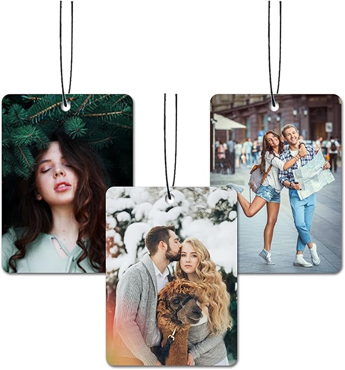 Personalized Photo Car Air Freshener – Custom Double-Sided Print – Fresh Linen Scent – Eco-Friendly, Long-Lasting Fragrance – For Family, Friends, Lovers (Rectangle)