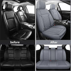 Nappa Leather Car Seat Covers Full Set, Gray Car seat Protector 5 Seats, Waterproof Car Seat Cushion, Universal Automotive Seat Covers Fit for SUV Truck Pick-up Sedan, Front and Rear