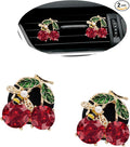 Cherry Car Decor,2pcs Bee Leaf Cherry Car Air Freshener Vent Clips,Cute Retro Sweet Themed DashBoard Decoration Accessories for Women Teens,Refillable Aroma Diffuser