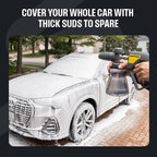 Active Foam Cannon with ¼ inch quick connector for Electric and Gas Pressure Washers. Wide-mouth bottle and variable spray to generate thick snow foam spraying for home DIY car wash & detailing.