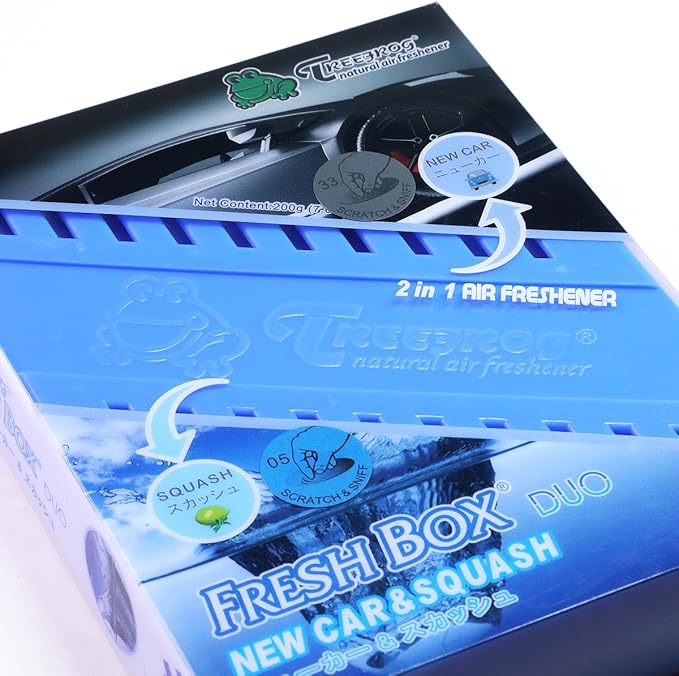 Auto Dynasty Treefrog Fresh Box Duo Under-The-Seat Long Lasting Natural Air Freshener (New Car&Squash Scented)