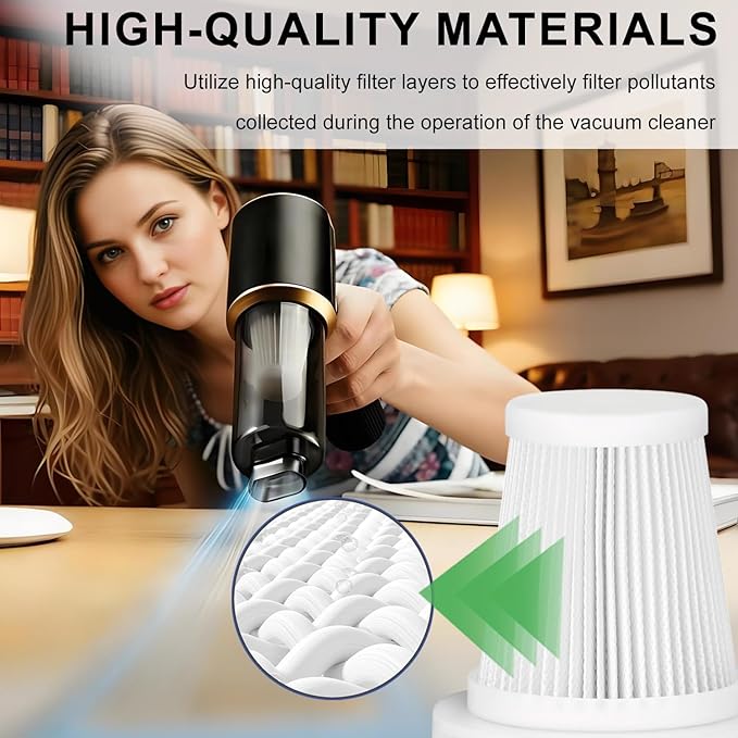 Replacement Filter Compatible with JIXINMIYUE HX-606 & A9life SY01-Q8 Car Vacuum Portable Cordless Handheld Vacuum Cleaner Filter-4Pack