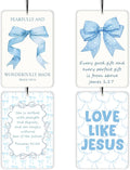 Coquette Blue Bow Christian Lavender Car Air Freshener 4 Pcs, Cute Girly Bible Verse Air Freshener Hanging Decor for Cars Closet Drawer Books