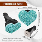 2PCS Heart-Shaped Car Vent Clip with Rhinestone, Car Vent Accessory, Bling Heart Charm Air Conditioning Outlet Clip, Auto Diffuser Air Freshener Charm for Women Girls (Lake Blue, Heart)