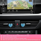 Ziciner 2PCS Bling Heart Car Air Vent Clips Charms, Heart Shaped Crystal Car Air Freshener Vent Clips, Rhinestone Air Conditioning Outlet Clip, Vehicle Decor Accessories for Women Girls (Blue)