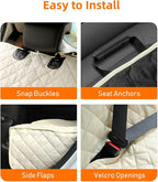 PETICON Waterproof Scratchproof Pet Bench Seat Covers for Cars, Trucks, SUVs, Nonslip Durable Back Seat Cover for Dogs, Washable Backseat Protection