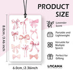 Lacama Blue and Pink Bow Car Air Freshener 3Pcs, Preppy Ribbon Bow Ace Card Cars Scents Air Freshener for Women Girls Gifts, Coquette Girly Car Accessories Interior Mirror Decor Hanging