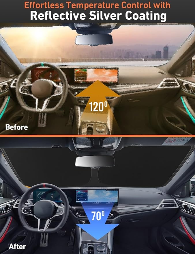 EcoNour Windshield Sunshade Compatible for Lincoln Aviator 2020-2024 2025 2026, Sun Visor for Front Windshield & Window Sun Shade Cover, UV Heat Blocker & Protector, Car Accessories