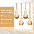 uxcell 8pcs Hanging Car Air Freshener Perfume Bottle, 10ml Pendant Empty Clear/Brown Glass Essential Oil Aromatherapy Diffuser with Wooden Cap for Car Decor (Clear/Brown, Round)