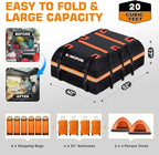 Kingfun Car Rooftop Cargo Carrier – Waterproof 20 Cubic Feet Car Roof Bag Fit All Vehicles with/Without Roof Racks, Includes Anti-Slip Mat, 8 Reinforced Straps & 6 Door Hooks, Luggage Locks