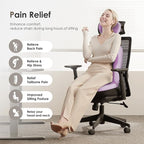 FLORICH 3 PCS Seat Cushion for Carseat Lumbar Support Pillow Car Neck Headrest Pillows Ultrathick Memory Foam Seat Pads Pressure Relief Back Cushion for Office Chair(Purple)