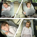 Travel Pillow, Car Pillow for Kids & Adults, Kid Travel Sleeping Pillows for Neck & Body Support, Car Travel Essentials Pillow on Road Trips, Gray