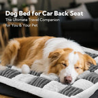 Soulbond Dog Bed for Car Back Seat Soft Plush Backseat Pet Bed Mat Non-Slip Travel Pet Mat, Fuzzy Plaid Dog Seat Cover, Fit for Backseat Extenders and Trucks SUVs (Gray and White, 54" x 24.8")