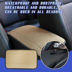 Ziciner Leather Car Center Console Armrest Pad, PU Waterproof Auto Seat Box Cover Protector, Hand Rest Cushion Protection Pad, Vehicles Interior Accessories Universal for Car,SUV (Beige)