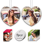 5Pcs Custom Air Fresheners with Picture, Customized Photo Air freshener for Car Personalized Double Sided Hanging Air Freshener Car for Bedroom Bathroom Gifts for Him (5pcs-Heart)