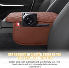 Mandark Car Center Console Cover, Microfiber Leather Vehicle Armrest Protector Cushion with 2 Storage Bags, Auto Interior Arm Rest Seat Box Pad Accessories, Universal for SUV, Sedan, Truck (Brown)