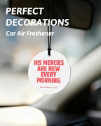 Pink Christian Round Car Air Freshener 4 Pcs, Girly Pink Bow Floral Religious Hanging Air Freshener for Cars Closet Drawer Books, Cute Preppy Christian Car Accessories Mirror Decor for Women