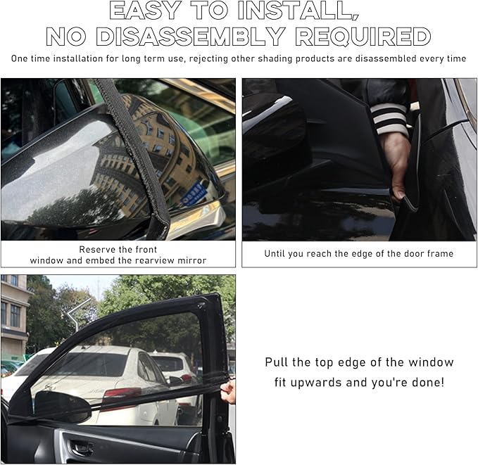 4 PCS Car Window Shades, Auto Front Rear Side Window Sun Shades for Block Heat & UV Protection, Breathable Mesh Baby Window Screen Covers, Universal Car Accessories (Car)