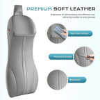 Coverado Upgraded Lumbar Support Pillow and Car Neck Pillow, Ergonomic Memory Foam Integrated Car Cushion Back Neck Support Pillow, Soft Leather Cushion Back Pain Relief for Car Seat Driving, Gray