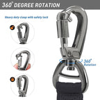 Hotsky Tactical Dog Leash Heavy Duty for Medium Large Dogs that Pull,4-6Ft Strong Bungee Shock Absorbing No Pull Dog Leash with Padded Double Handle and Car Seatbelt,Black