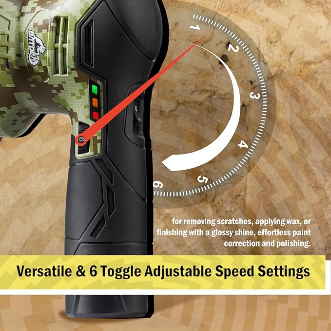BATOCA 2026 S3 Cordless Car Buffer Polisher, 2x2.0Ah 12V Lithium-ion Rechargeable Battery Powered Polisher with 6 Variable Speed, DA Orbital Buffer for Car Detailing, Polishing, Waxing, Graffiti Style