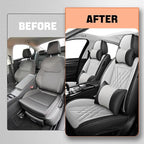 Car Seat Covers Compatible with Toyota Camry 2012-2026 Durable Waterproof Automotive Seat Covers Stretchable, Airbag Compatibility, Premium Nappa Leather(Black White, 2 Pcs Front with Pillow)