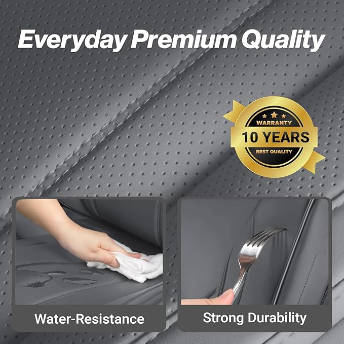 Coverland Custom Fit Car Seat Covers for SUV Compatible with [Ford Escape, Ford Mustang Mach-E] Premium Water Resistant Leather Non-Slip Interior Protector [Full Set Dark Gray - Size Chart X72]