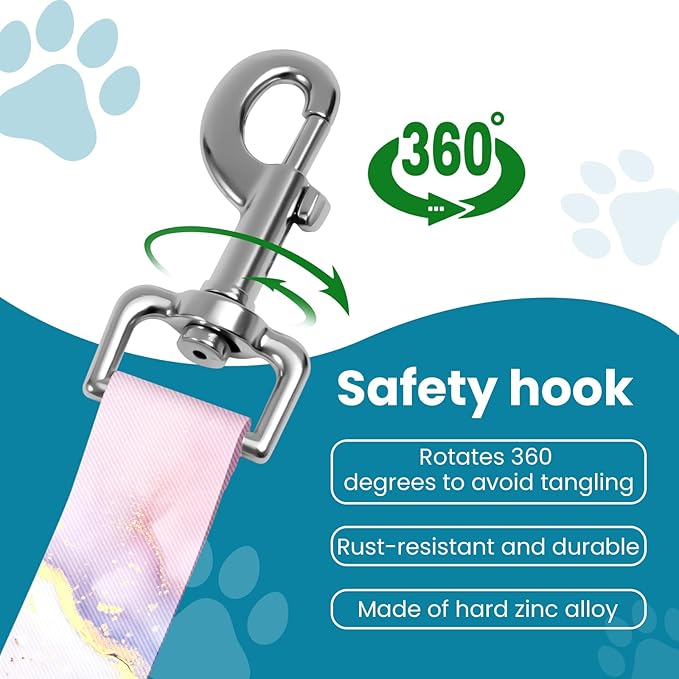 Adjustable pet cat and Dog car seat Belt. The Lanyard is Flexible and Adjustable from 20 to 33 inches (Pink Marble + Purple Marble)