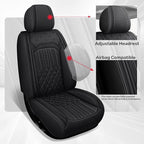 Car Seat Covers for Genesis GV70 2022-2025 2026, Full Set Nappa Leather Waterproof Breathable Anti-Slip Airbag Compatible Car Seats Protector, Car Interior Seats Cover (Black,+Pillow)
