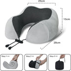 Travel Pillow, Memory Foam Neck Pillow for Traveling, U Shape Neck Pillow Airplane Portable Flight Pillow Travel Kit with 3D Contoured Eye Masks and Earplug for Plane Train Car Home Office - Grey