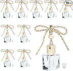 10PCS Flat Square Car 10ML Perfume Empty Bottles with Gold Wire Rope Flat Square Empty Bottles-Car Diffusers for Essential Oils-Essential Oil Car Freshener-Hanging Car Air Freshener