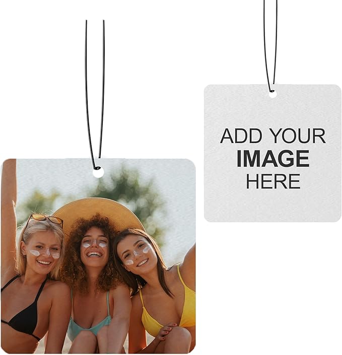 Instafreshener Custom Hanging Air Freshener | Square | Custom Air Fresheners with Picture or Text for Car, Closet, Bathroom, Locker & Office Decor