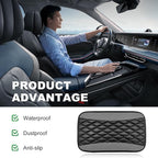 Car Center Console Cushion Pad, 12.6 × 7.48 Inches Waterproof Car Armrest Seat Box Cover, PU Leather Armrest Cover Protector for Most Vehicle, Universal Car Interior Accessories (Black+Gray)