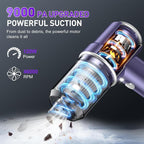 KMM Handheld Car Vacuum Cleaner, 9000PA Vacuum Cleaner & Air Duster, 120W High Power Vacuum Portable Cordless, Hand Held Vacuum Rechargeable with Multi-Nozzles & LED Light for Home, Car, Office
