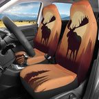 Delerain Car Seat Covers Set 2Pcs, Fall Sunset Wild Moose Universal Front Car Seats Vehicle Enterior Protector Suitable Fits Most Car Auto SUV Sedan Truck