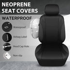 CAR PASS Neoprene EVA Waterproof car seat Covers Front Seats Only, Universal fit for SUV Vehicles Automotive with 5mm Composite EVA Inside,Airbag Compatible (Two Seats, Black and Black)
