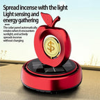 Solar Powered Rotating Car Air Freshener | Apple and Dollar Shape 3D Model | Home and Car Interior Decoration Accessories | Red